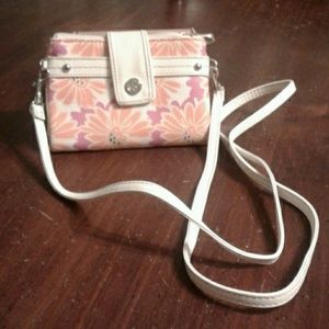 Relic Wallet Orange & Pink Flowers Shoulder Strap